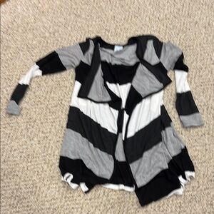 Striped Black and Gray Women's Cardigan